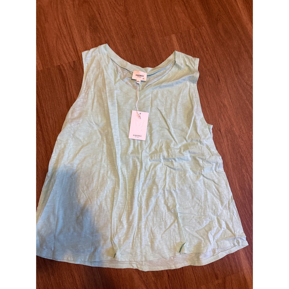 Andree by Unit Womens Mint Green V-Neck Slub Knit Sleeveless TankTop Size 2X NWT